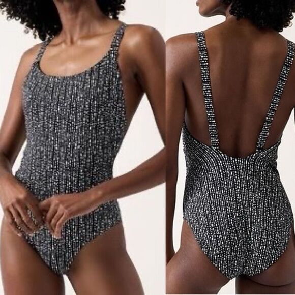 Athleta Black White Hermosa One Piece Swimsuit Small - Picture 1 of 6